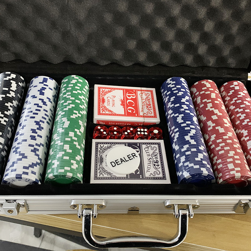 Custom Color Box 100/200/300/500 Aluminium Case Poker Chips Set ABS 11.5g Chips For Game