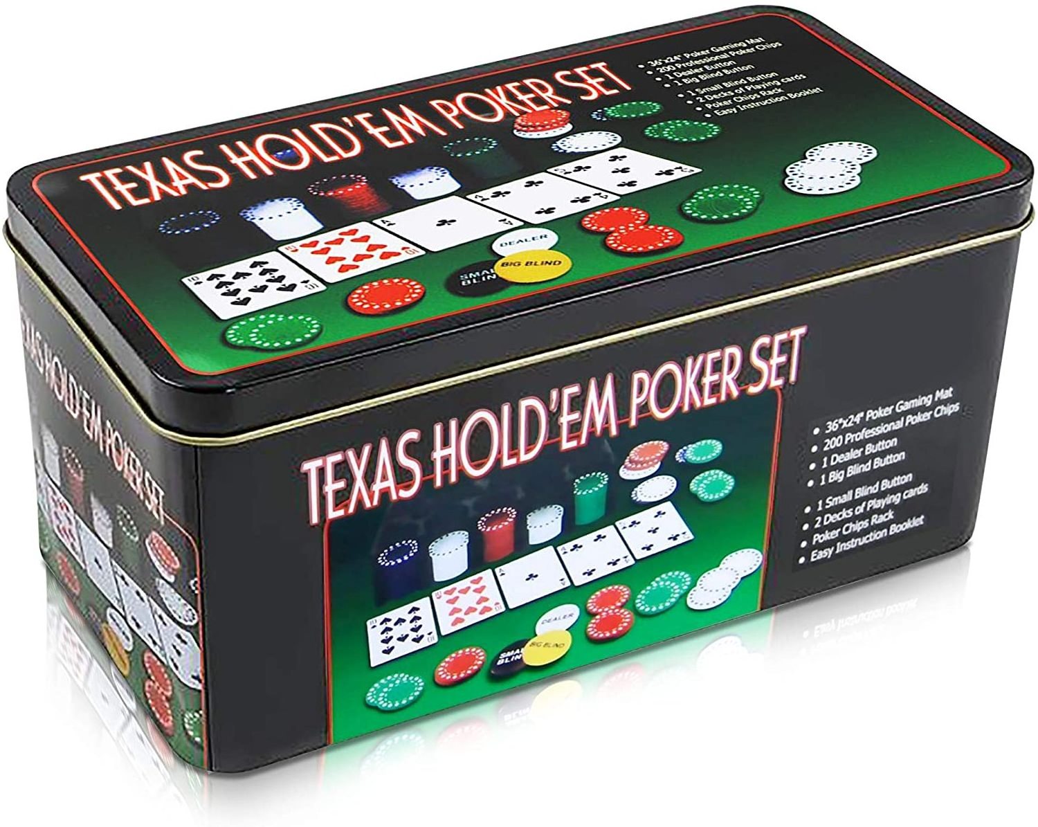 Customize Texas Hold'em Poker Game Set with Tin Storage Box