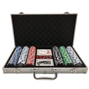 300pcs Poker Chips Set High Quality Aluminium Case With Dealer Gambling Tokens Chips