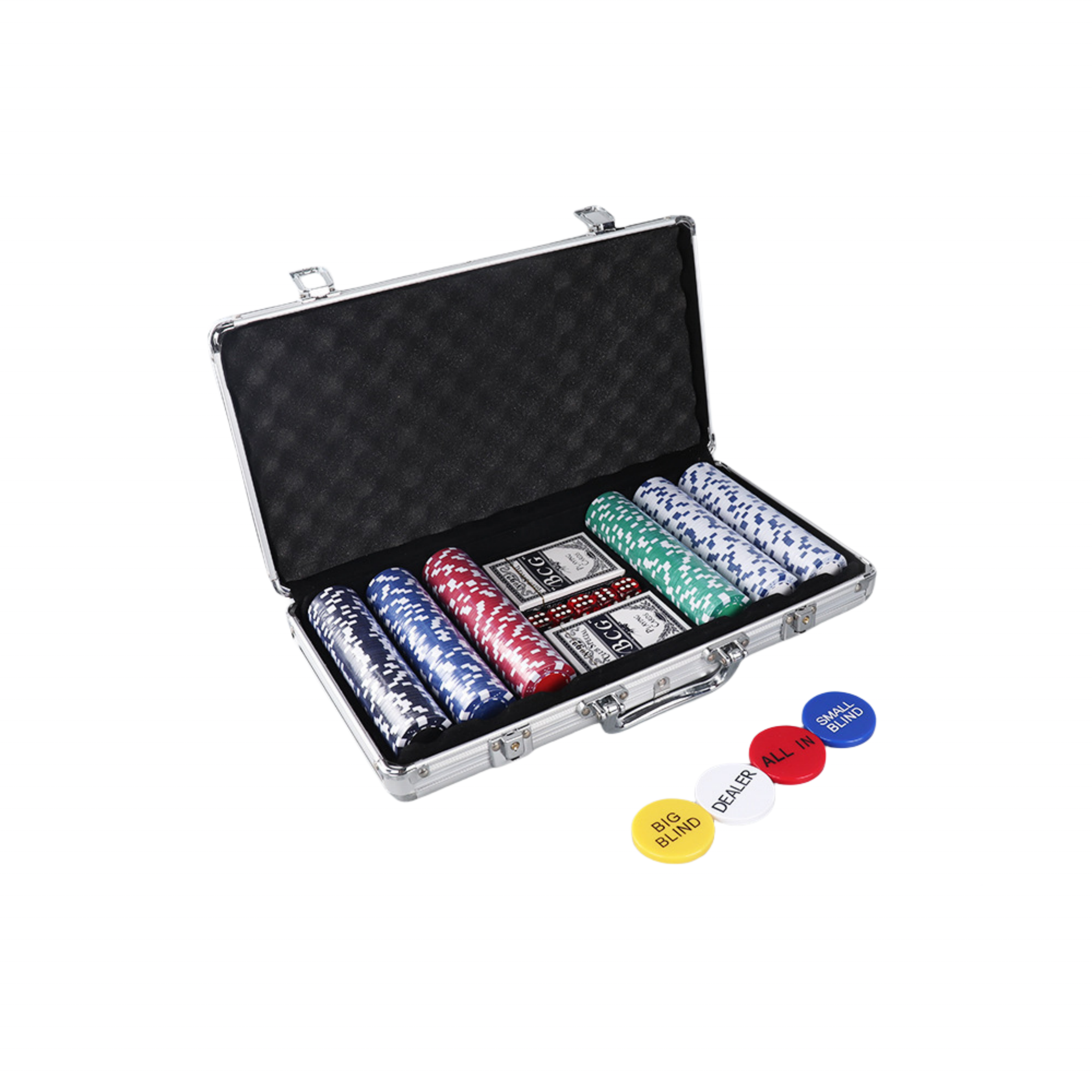 Aluminium Case 300pcs Rounded Poker Chips Set High Quality ABS Chips With  Dealer Gambling Tokens Chips