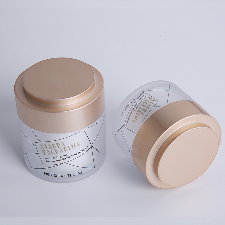 Matte Gold Screw Cap Acrylic 250 Ml Powder Cream Jar Plastic Cosmetic for Gel Pump Screen Printing PET Provided Cosmetic Packing