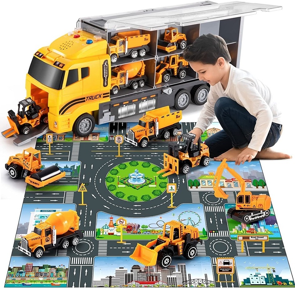 Juguetess Kids Car Toys Set Die Cast Car Model with Play Mat Kids Toys Truck Model Car Toys Set for Toddler