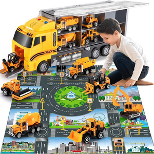 Juguetess Kids Car Toys Set Die Cast Car Model with Play Mat Kids Toys Truck Model Car Toys Set for Toddler