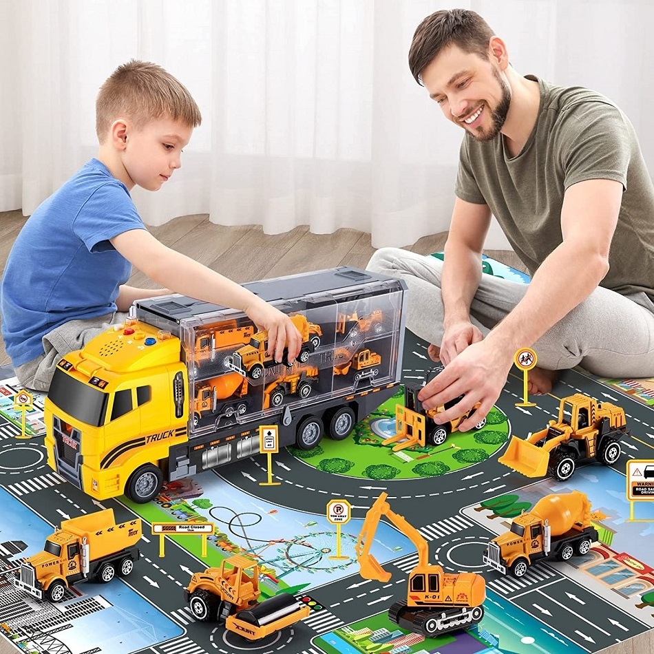 Juguetess Kids Car Toys Set Die Cast Car Model with Play Mat Kids Toys Truck Model Car Toys Set for Toddler