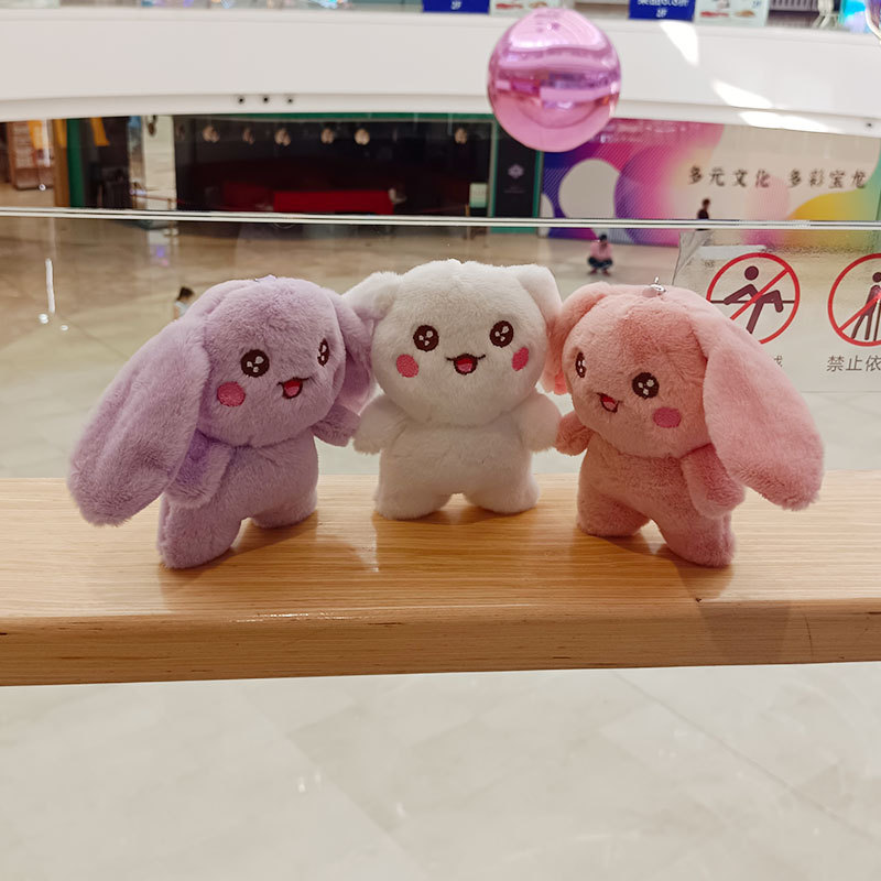 Wholesale cartoon big-eared rabbit cute bag charm car keychain bunny plush toy keychain