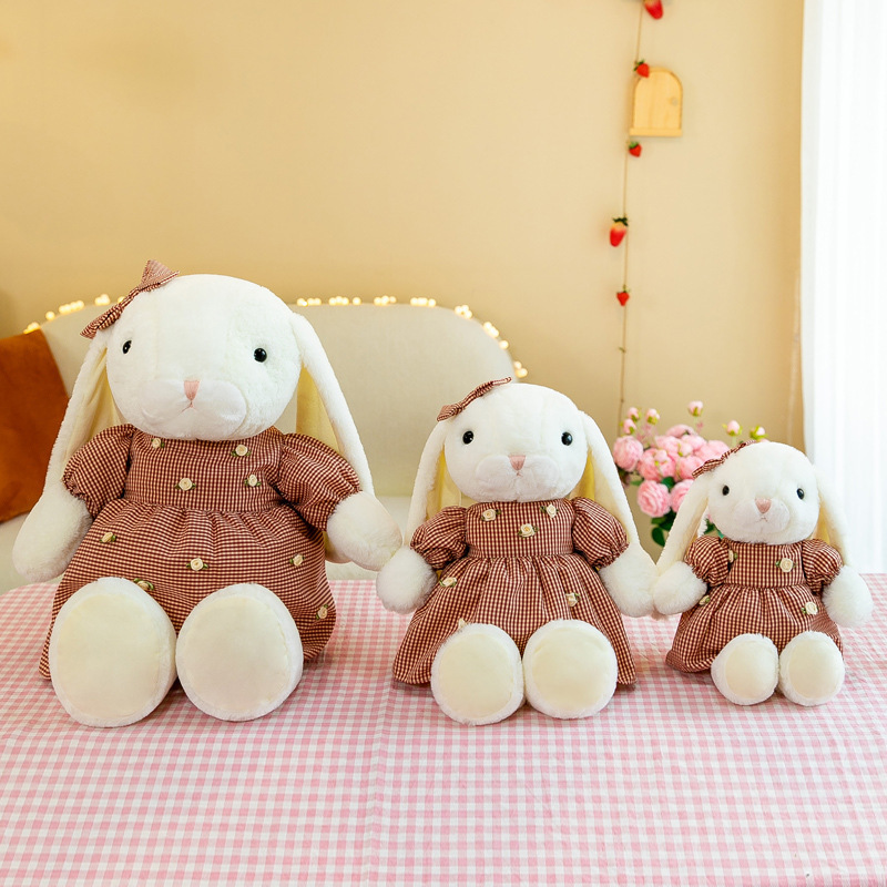 Customized Cute Love Rabbit Doll White Rabbit Plush Toy Girls Bed Sleeping Soft Doll Pillow Factory Wholesale