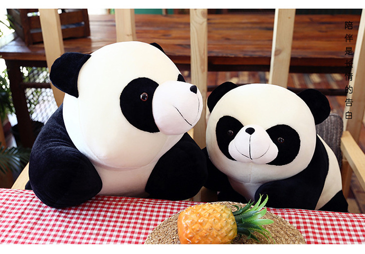 In stock vivid giant panda plush toy black and white panda sleeping panda doll for children