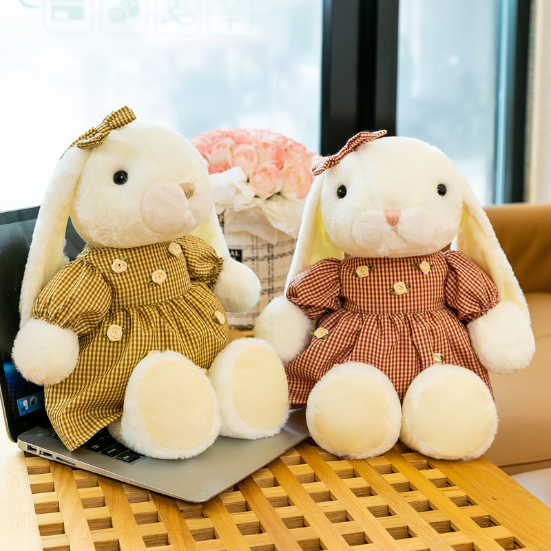 Customized Cute Love Rabbit Doll White Rabbit Plush Toy Girls Bed Sleeping Soft Doll Pillow Factory Wholesale