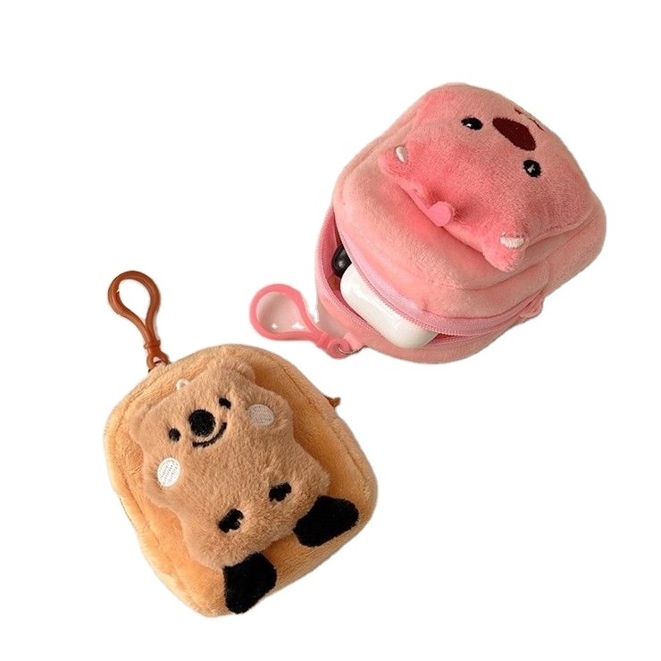 Beaver loopy tree bear plush school bag pendant storage coin purse high-looking cute cartoon headphone bag