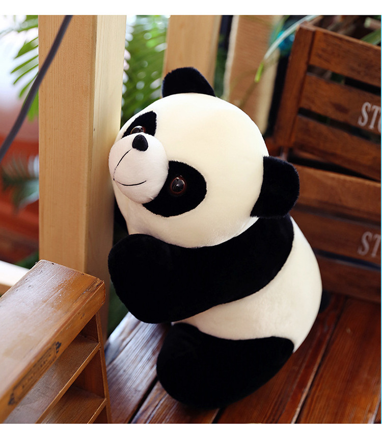 In stock vivid giant panda plush toy black and white panda sleeping panda doll for children