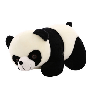 In stock vivid giant panda plush toy black and white panda sleeping panda doll for children