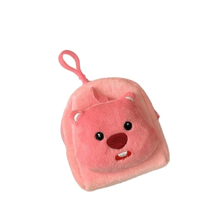 Beaver loopy tree bear plush school bag pendant storage coin purse high-looking cute cartoon headphone bag