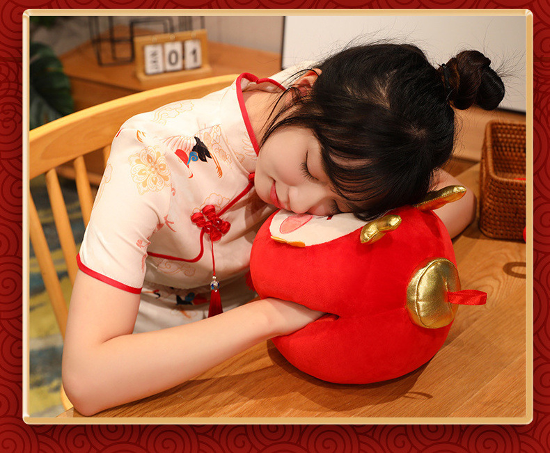 Year of the Dragon Mascot Lantern Shape Hand Warmer Pillow Red Chinese Style Plush Toys