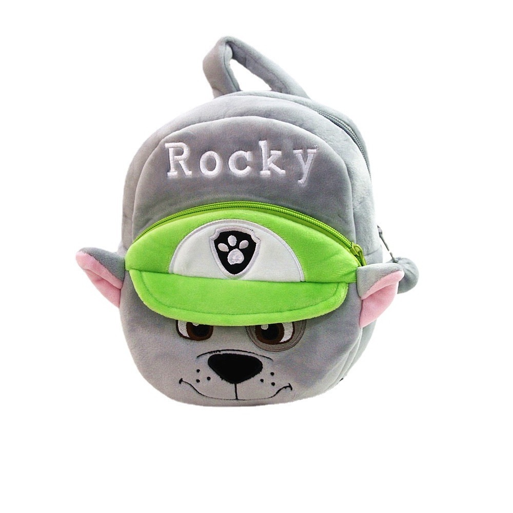 Carton Anime Characters Plush Shoulder Bag Cute Rocky Tracker Schoolbag Kindergarten Animal Plush Kids Backpack