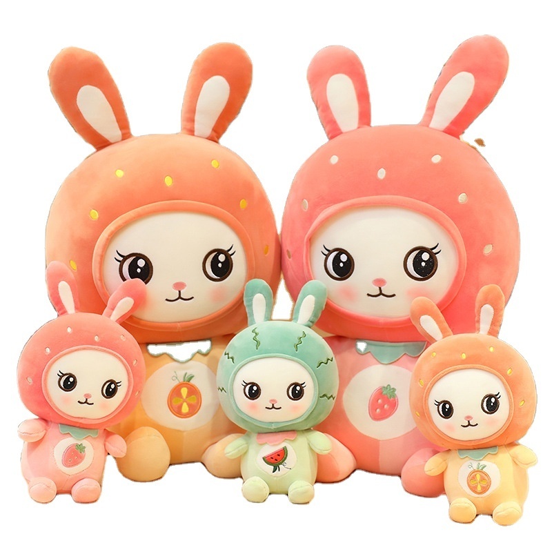 New creative fruit love rabbit cartoon animal plush toys cute Strawberry &Watermelon bunny dolls