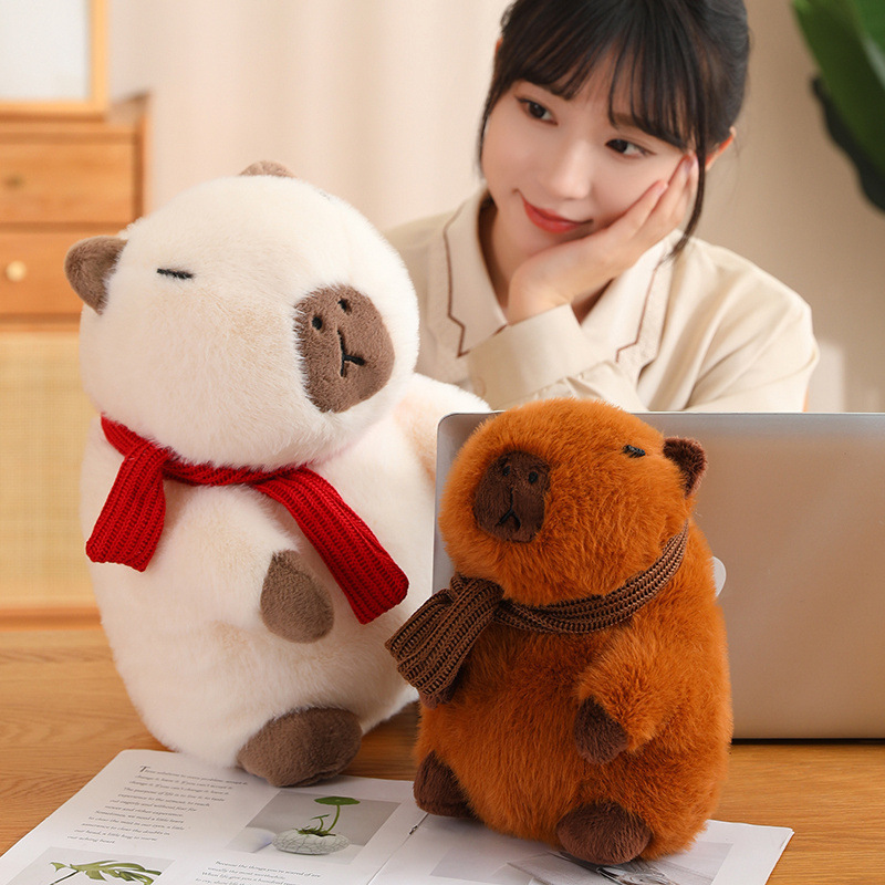 New winter capybara plush toys creative stuffed plush toy doll capybara with scarf children's comfort doll factory direct sale