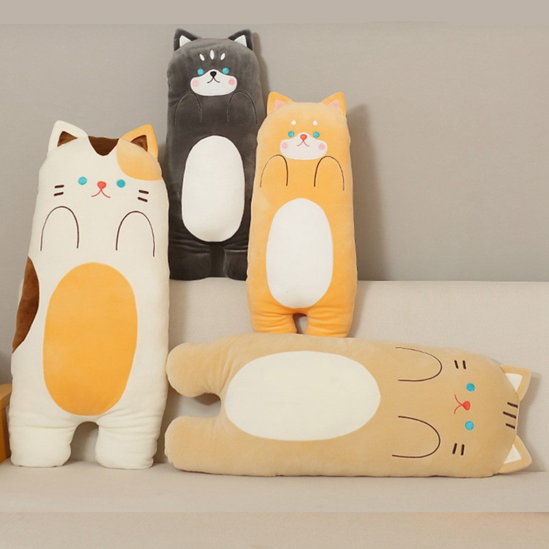 New product plush toy cartoon pillow long cat animal doll pillow stuffed animal toys  fat cat plush pillow