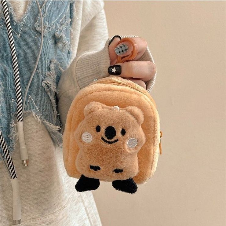 Beaver loopy tree bear plush school bag pendant storage coin purse high-looking cute cartoon headphone bag