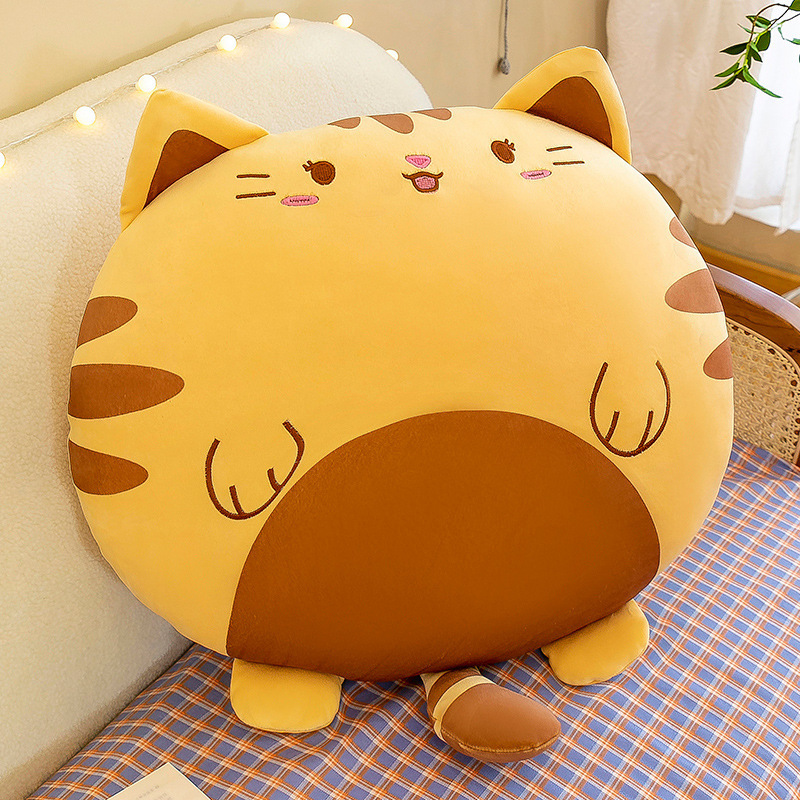 Wholesale fluffy obese cat stuffed plush pillow kitty doll sofa cushion creative anime fat cat soft plush toy