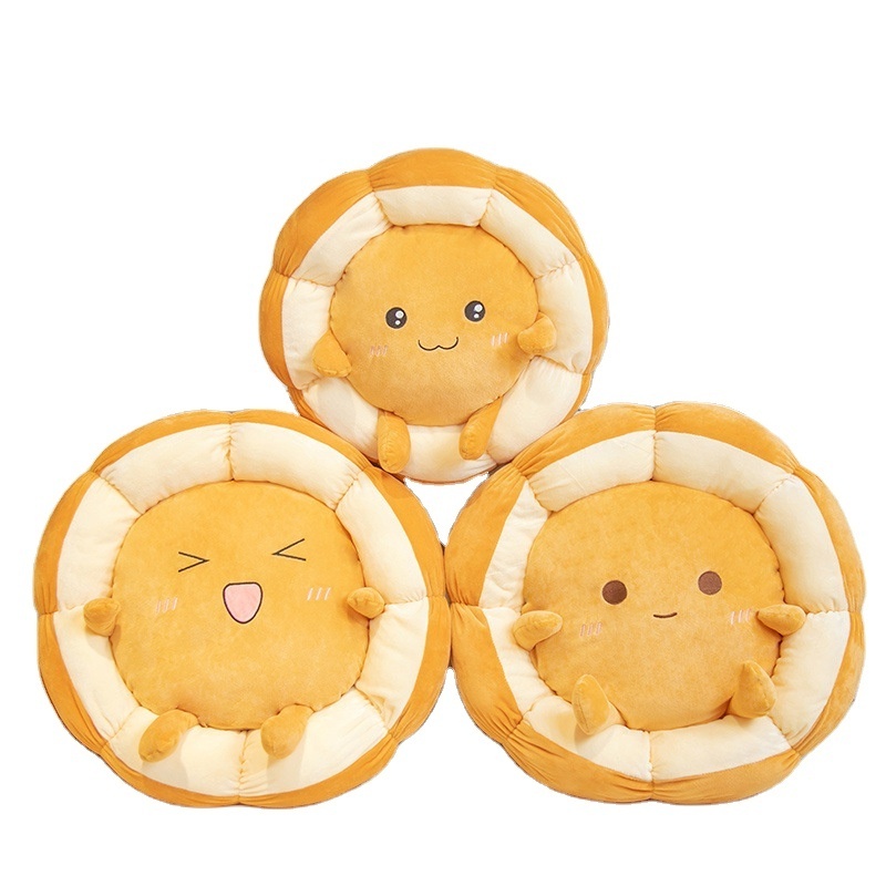 Nordic style cartoon plush cushion round thickened removable and washable seat cushion PP cotton filling stuffed plush pillow