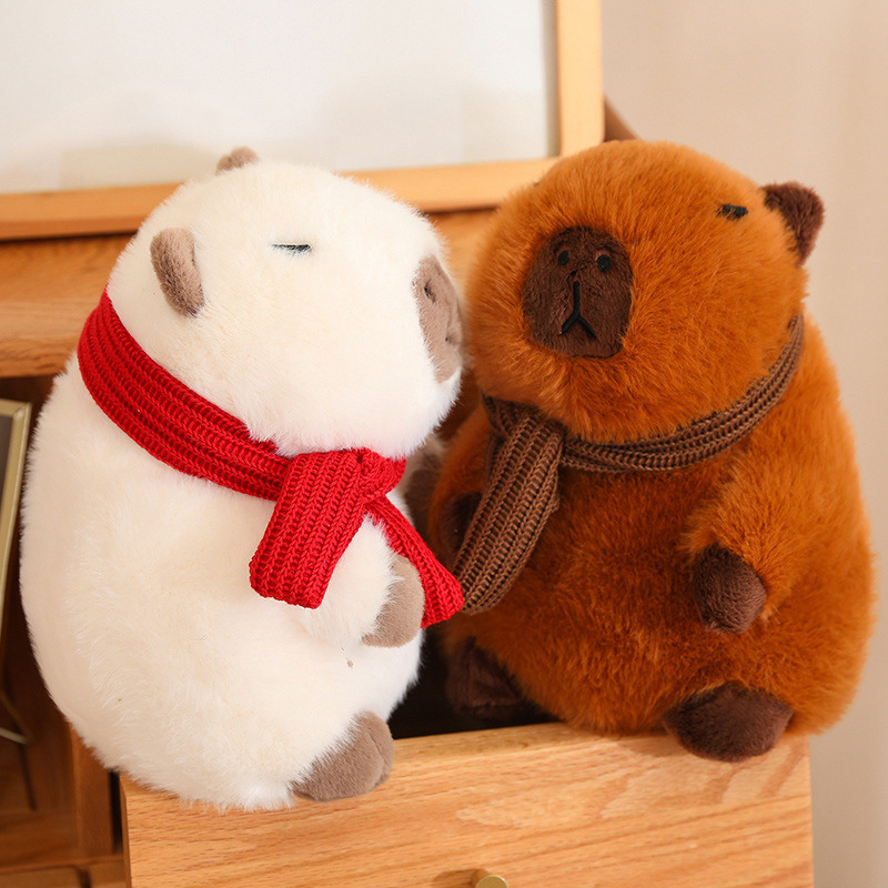 New winter capybara plush toys creative stuffed plush toy doll capybara with scarf children's comfort doll factory direct sale