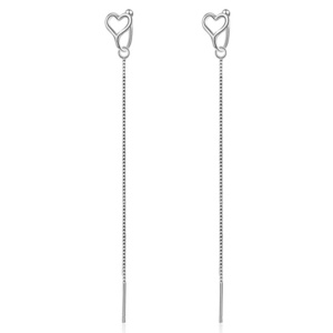 Fashion Vintage Heart Chain Tassel Clip Earrings for Women Fake Piercing Earbone Ear Cuff Jewelry Gifts