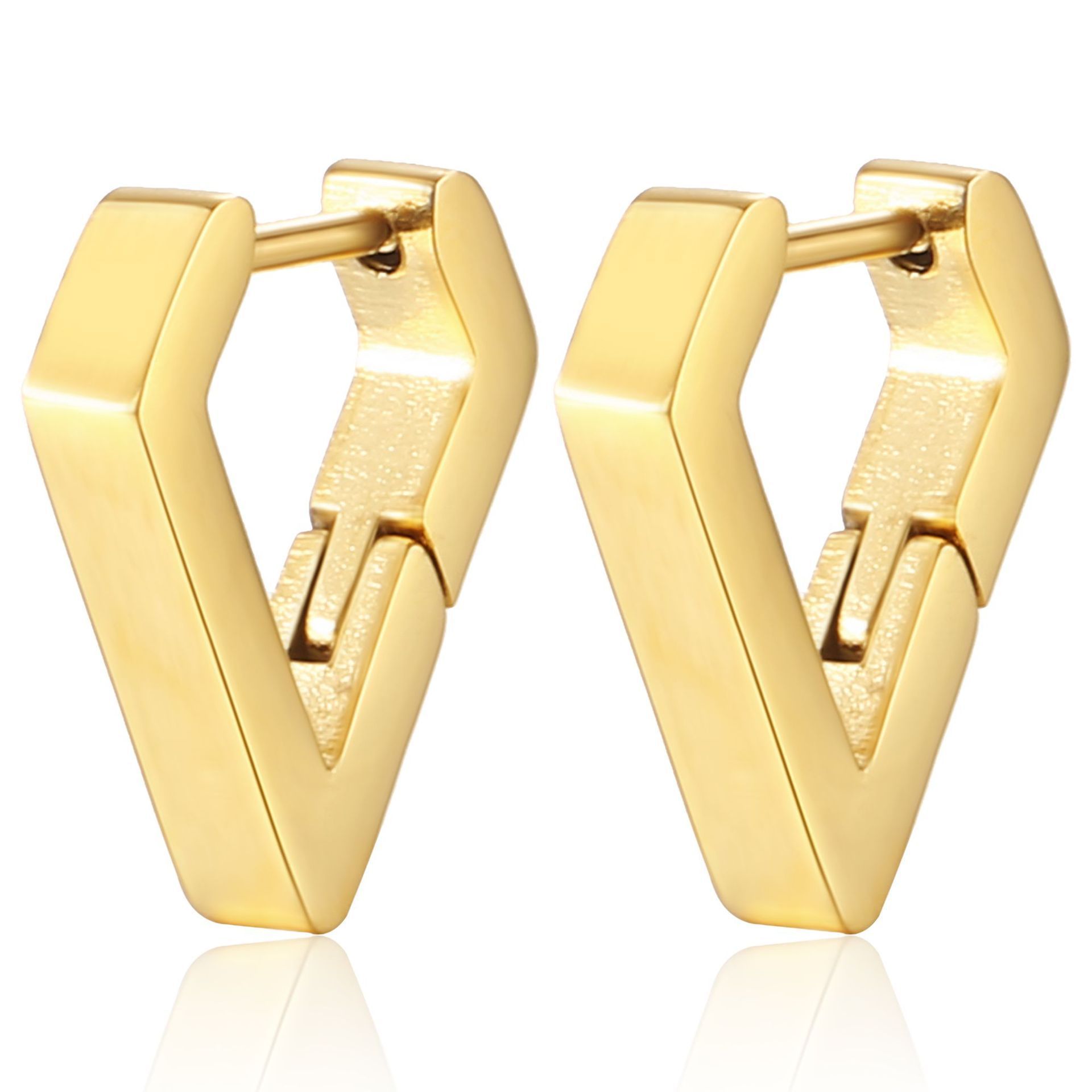 14/18/24K Gold Plated Post Ultra Thick Huggie Stainless Steel Earring Women's Mini Hoop Earrings of Gold Plated Small Hoops