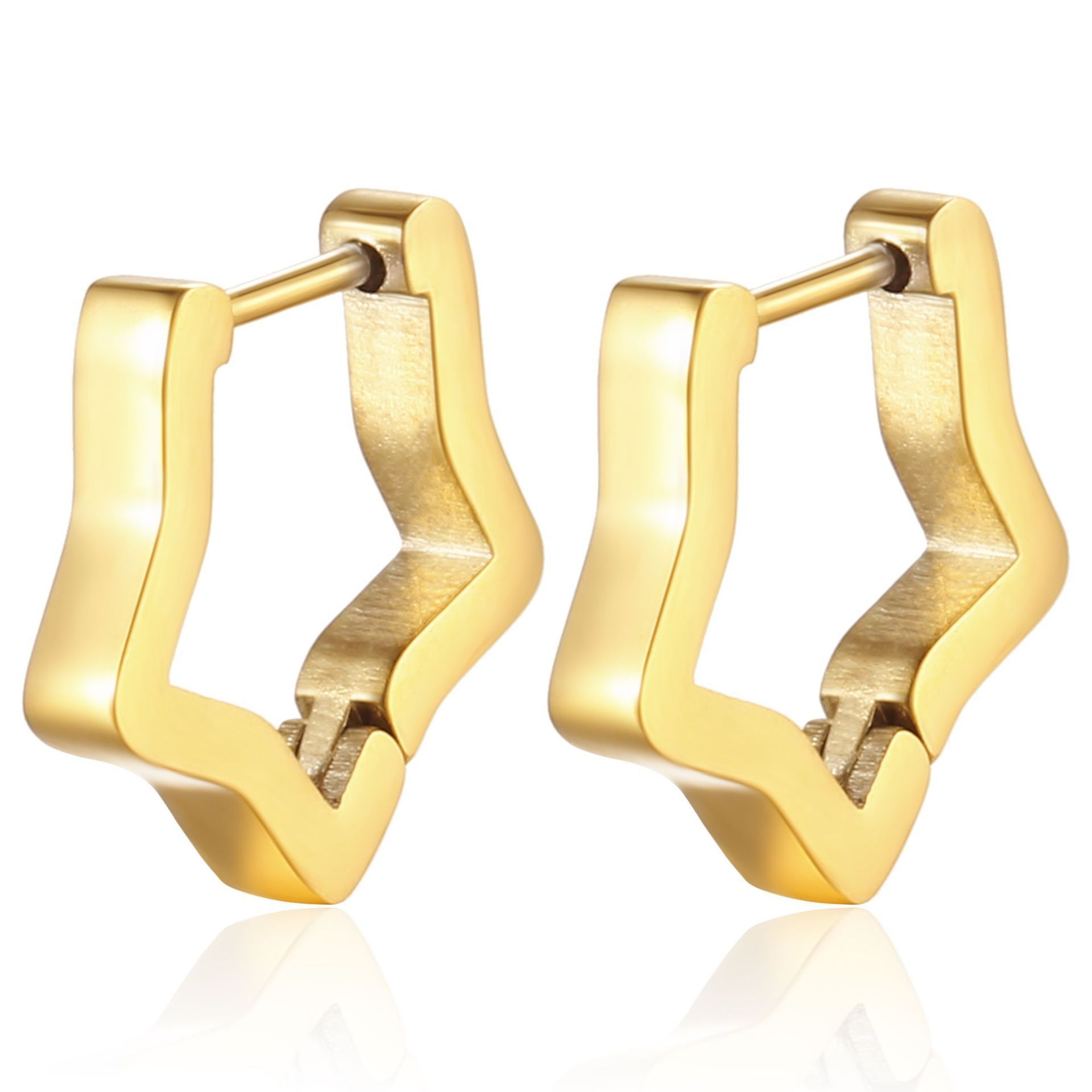 14/18/24K Gold Plated Post Ultra Thick Huggie Stainless Steel Earring Women's Mini Hoop Earrings of Gold Plated Small Hoops