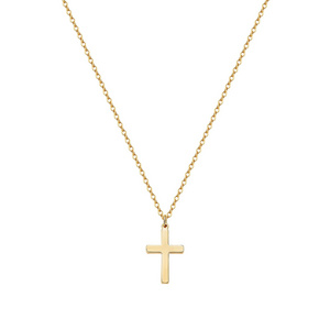 Exquisite men's and women's universal stainless steel 18K gold single-layer simple cross pendant necklace