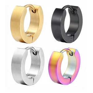 1pcs Manual Polishing Huggies Ear Earring Stainless Steel Women Men Small Circle Hoop Earrings Punk Piercing Jewelry