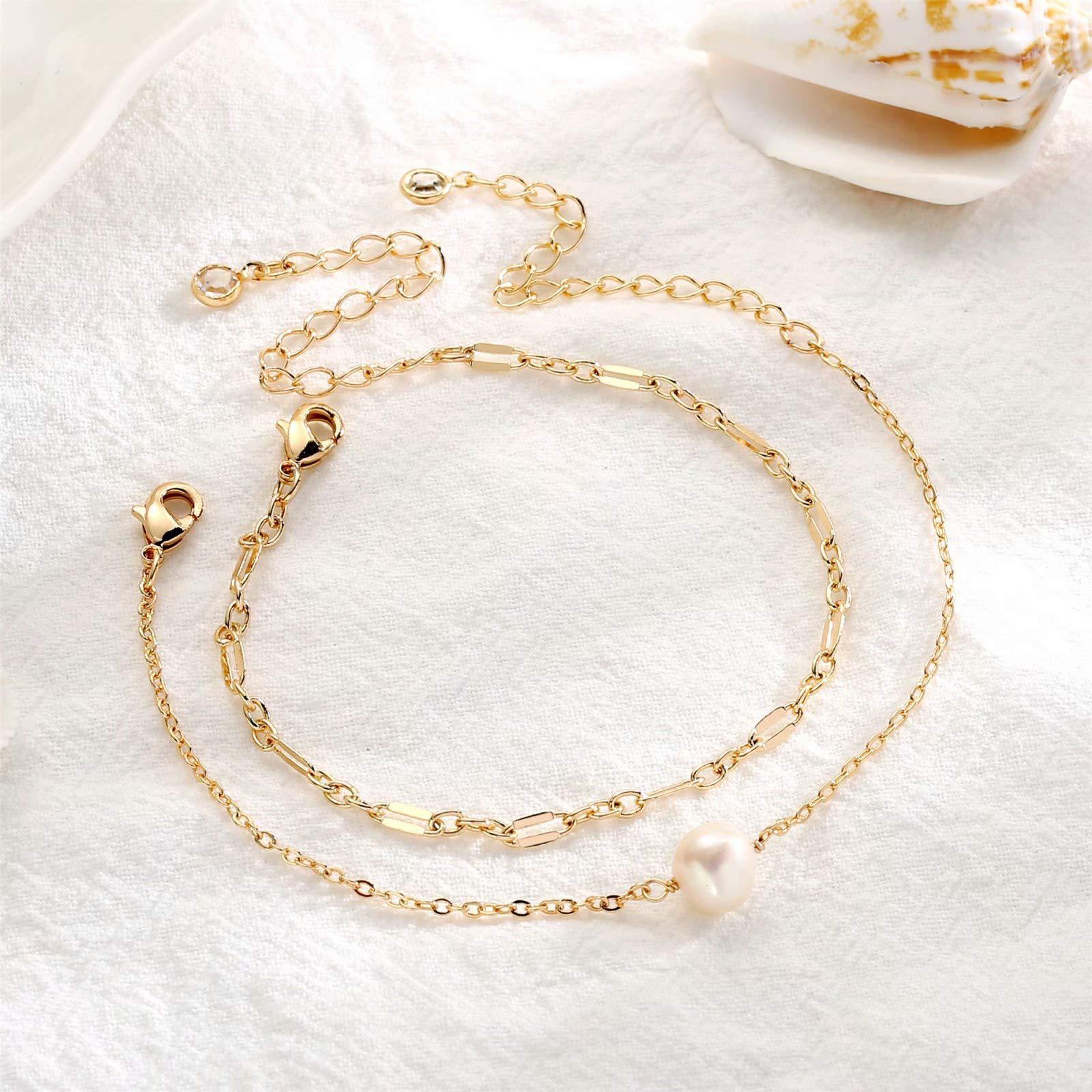 Bohemian Commuter Stainless Steel Chain Plated 18K Gold Bracelet Pearl Imitation Pearl Bracelet