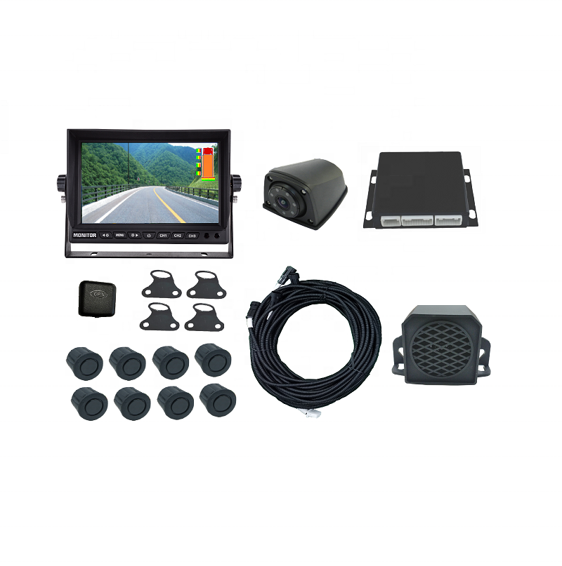 New design School bus 16pcs Radar parking Sensor with 4pcs cameras and 1 monitor with GPS