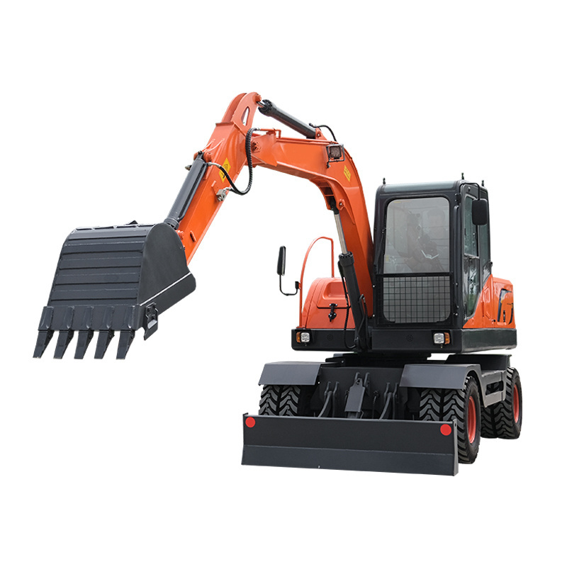 High quality mini excavator 7 ton 8 ton 9 ton small wheel excavator with 6 tires