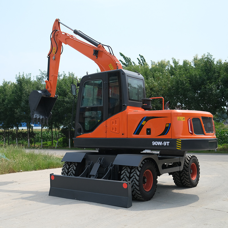 High quality mini excavator 7 ton 8 ton 9 ton small wheel excavator with 6 tires