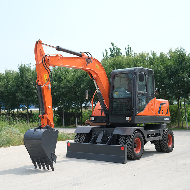 High quality mini excavator 7 ton 8 ton 9 ton small wheel excavator with 6 tires