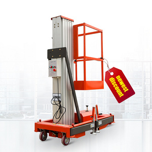 6m-14m Outdoor single Mast Aluminum Alloy Mobile Electric Lift Platform Elevators Lift Hydraulic Ladder Lift