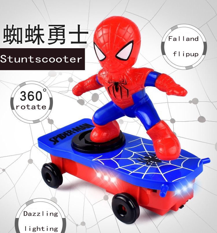 Spider Man Toy Stunt Skateboard 360 Rollover Children's Puzzle Toy