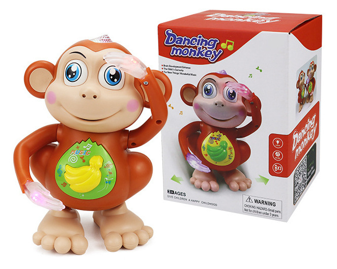 Factory wholesale children's toys Battery powered dance Monkey toys Cartoon animals with light music