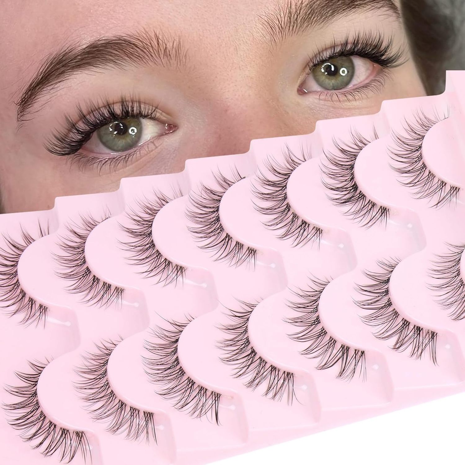 7 pairs Natural False Eyelashes 3D C Curl Eye Lashes Fake Eyelashes Small Strip Lashes Asian Fake Lashes Makeup for Party