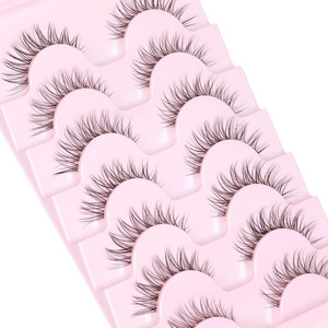 7 pairs Natural False Eyelashes 3D C Curl Eye Lashes Fake Eyelashes Small Strip Lashes Asian Fake Lashes Makeup for Party