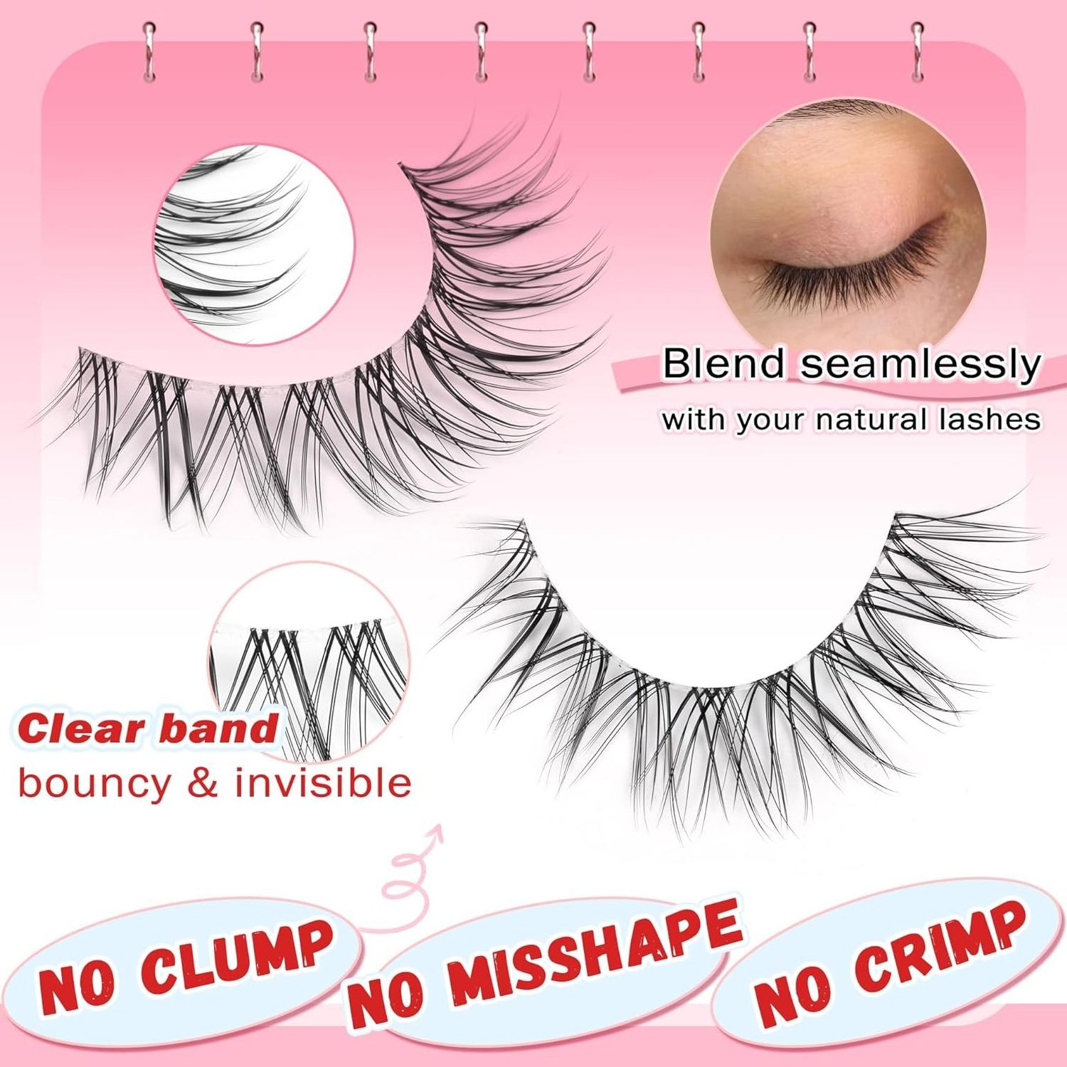 7 pairs Natural False Eyelashes 3D C Curl Eye Lashes Fake Eyelashes Small Strip Lashes Asian Fake Lashes Makeup for Party