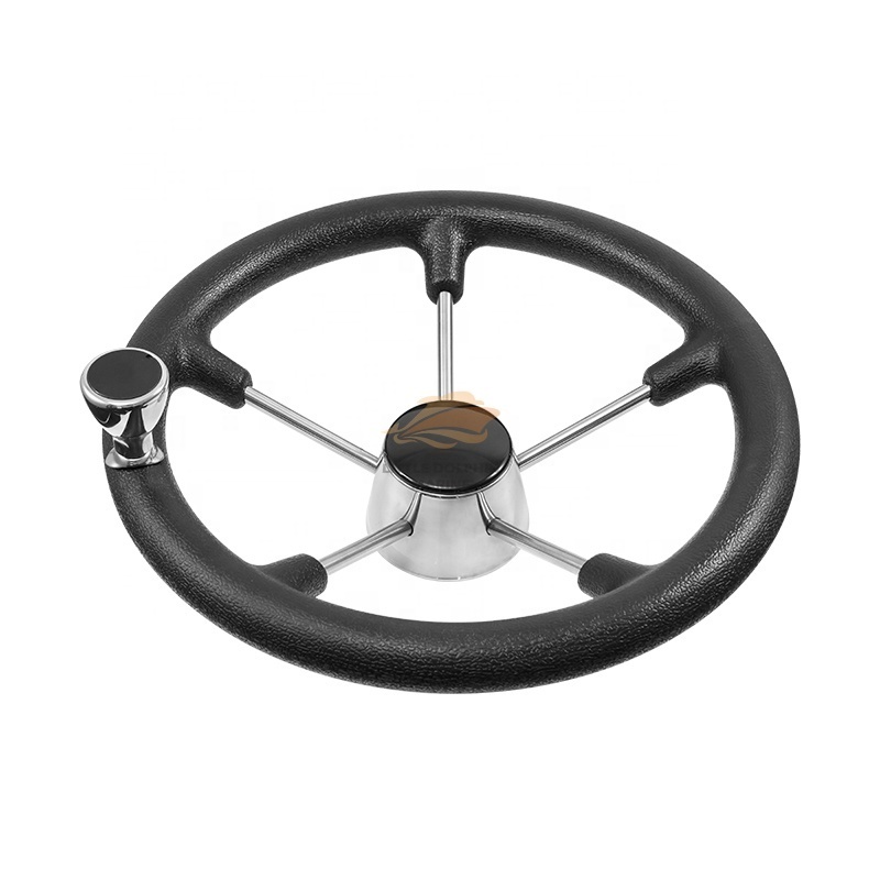 Marine Grade Stainless Steel Boat Steering Wheel Marine Wheel 5 Spokes with Knop