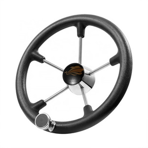 PU black foam Boat Accessory 5-spoke Marine Steering Wheel W/knob