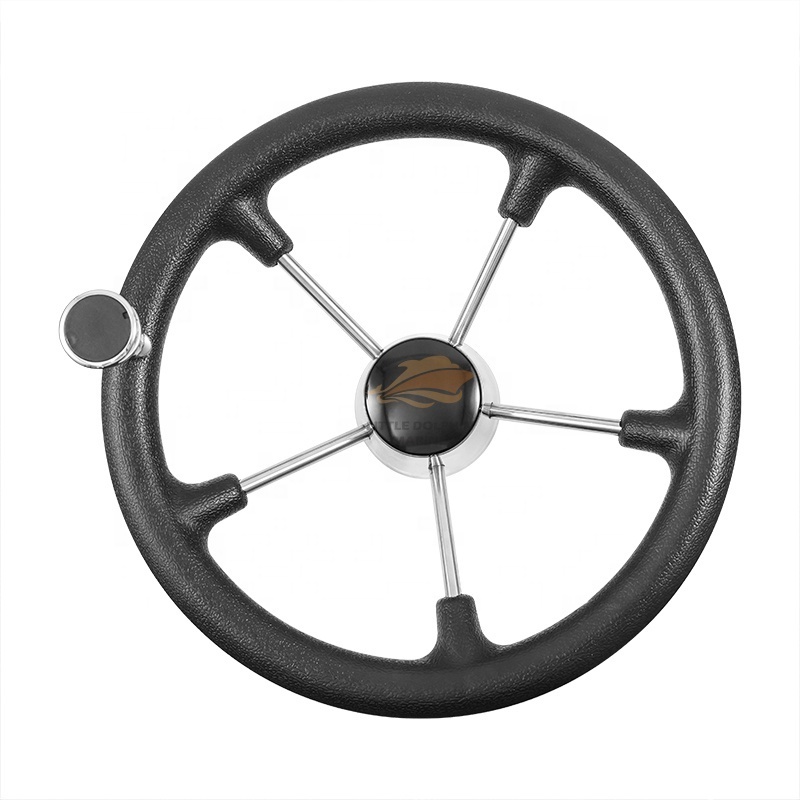 PU black foam Boat Accessory 5-spoke Marine Steering Wheel W/knob