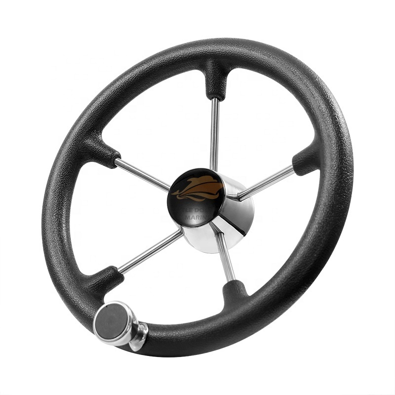 Marine Grade Stainless Steel Boat Steering Wheel Marine Wheel 5 Spokes with Knop