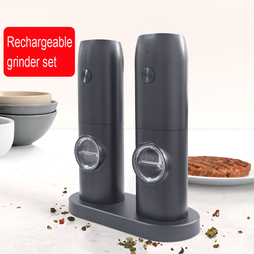 salt and pepper grinder set spice bottle black automatic rechargeable electric mill pepper grinder