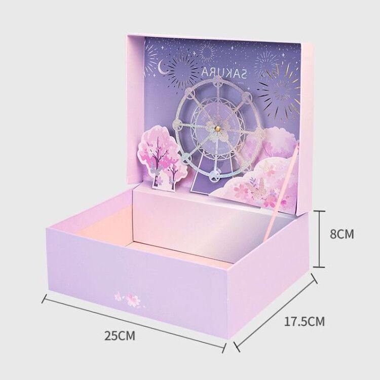 pink 3D pop up blossom butterfly paper gift box for perfume packaging box for Valentine Day birthday girlfriend gift