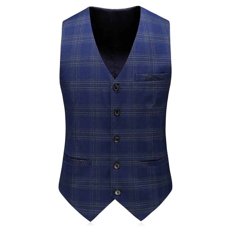 3 Pcs Male Formal Business Plaids Suit For Men's Fashion Boutique Plaid Wedding Dress Suit