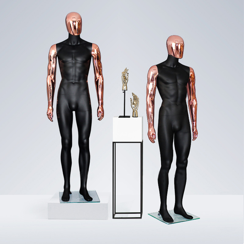 Wholesale Boutique Luxury Shinny Gold Silver Man Dummy Full Body Mannequins Display Fiberglass Male Mannequin