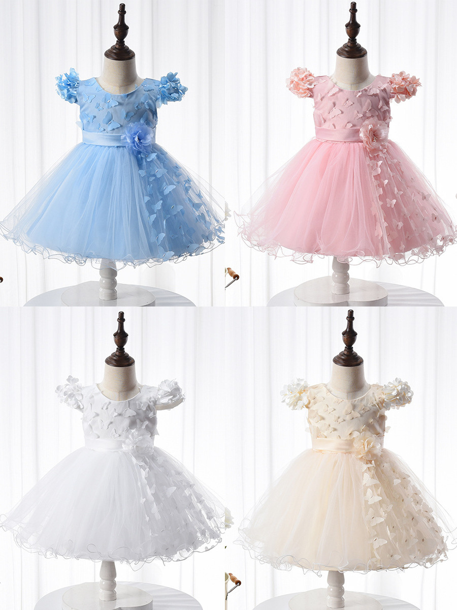 High Quality Girl's Clothing Girls Casual cute butterfly tutu dress Birthday Party Dress For baby Girls 6 months to 3 years